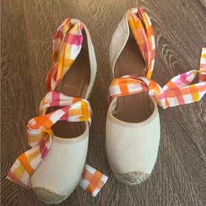 Colorful Espadrille Flats with Ribbon Ties (replaceable) perfect for Summer